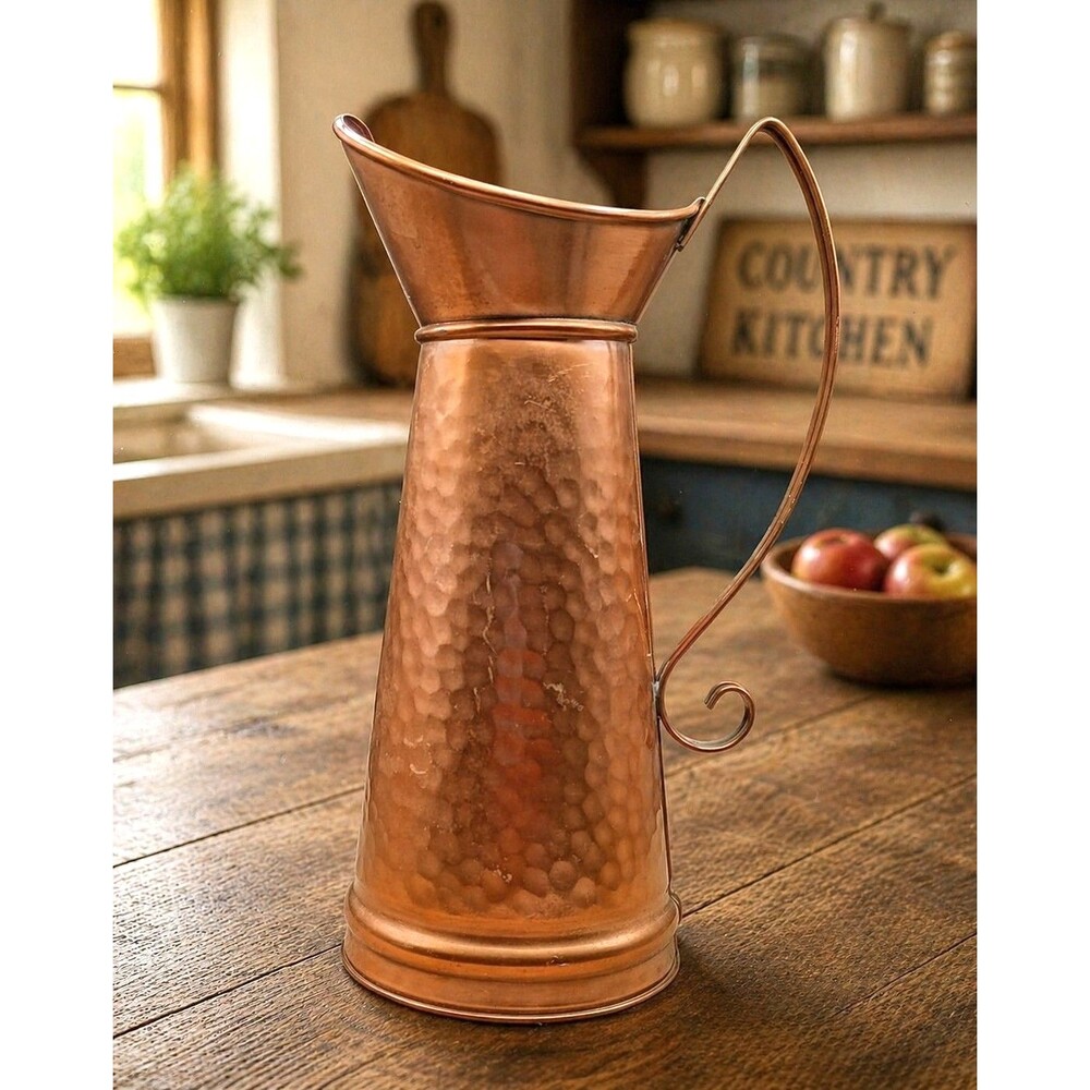 Vintage Solid Hammered Copper Pitcher 10.5" Genuine Gregorian Made in USA